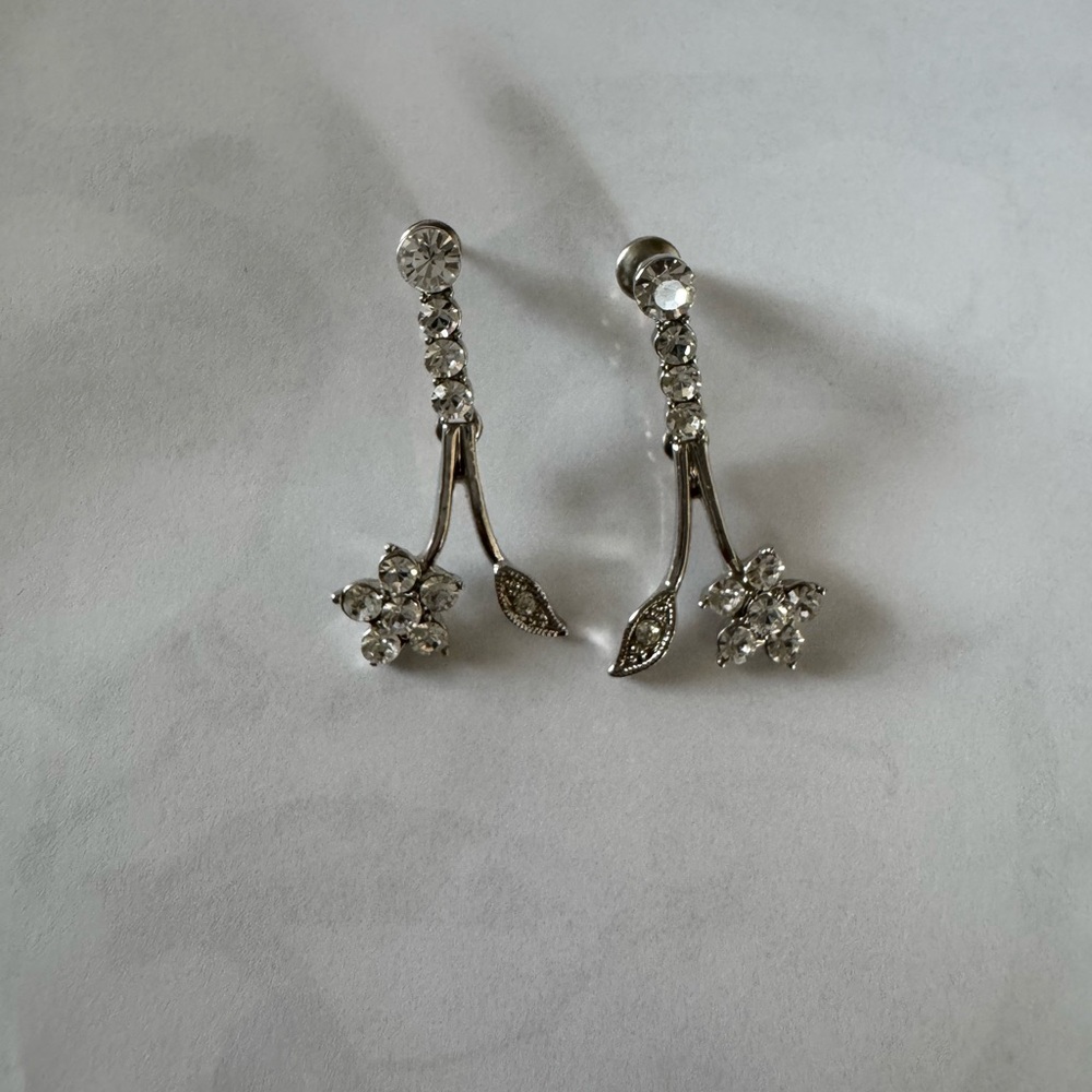 Elegant Silver Floral Drop Earrings